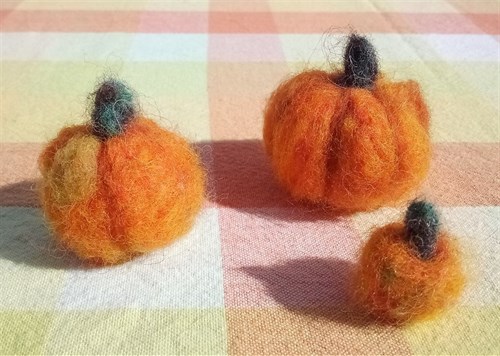 Hand felted pumpkins, Set of 3